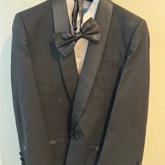 Perry Ellis Elegant Black Blazer with Bow Tie - Picture 1 of 2